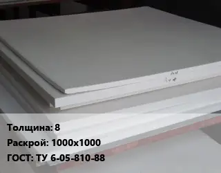 Фторопласт плита 8 1000х1000 ТУ 6-05-810-88